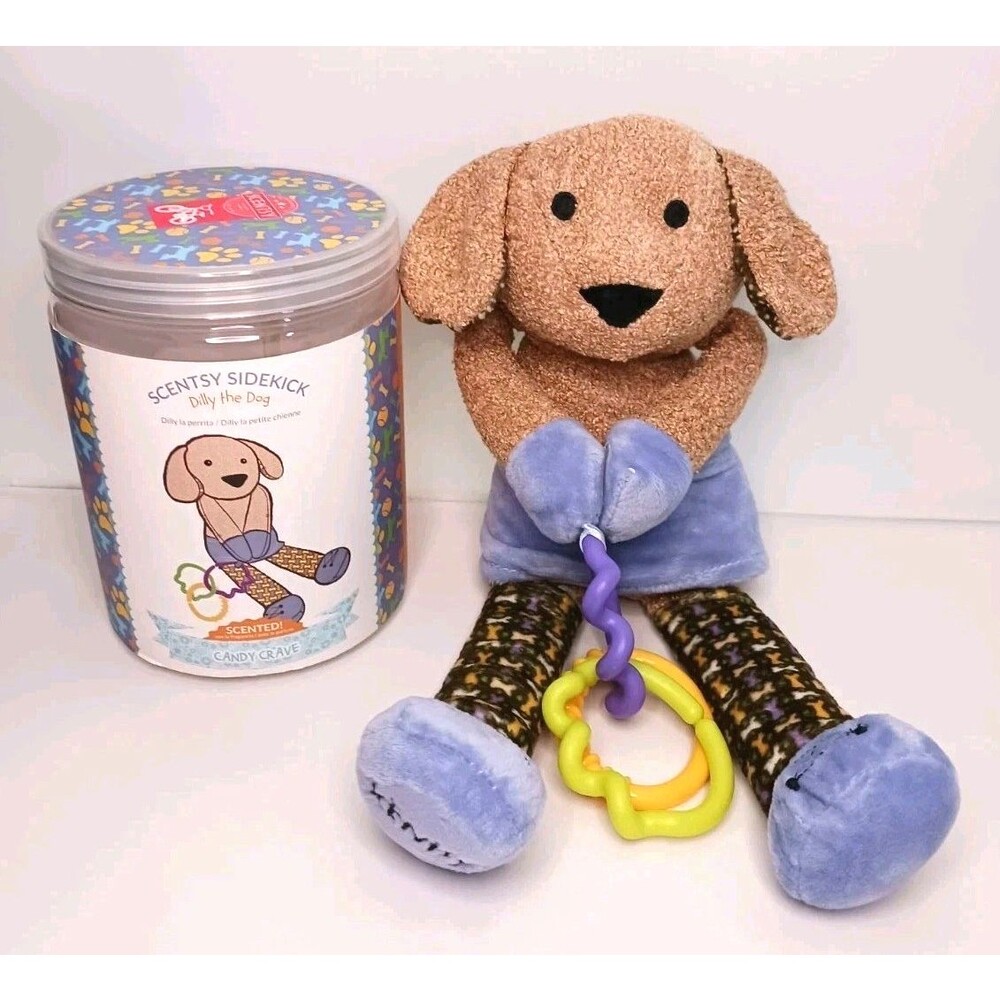 NEW Scentsy Dilly The Dog Sidekick Plush Scented Brown Crinkle Baby Toddler Toy
